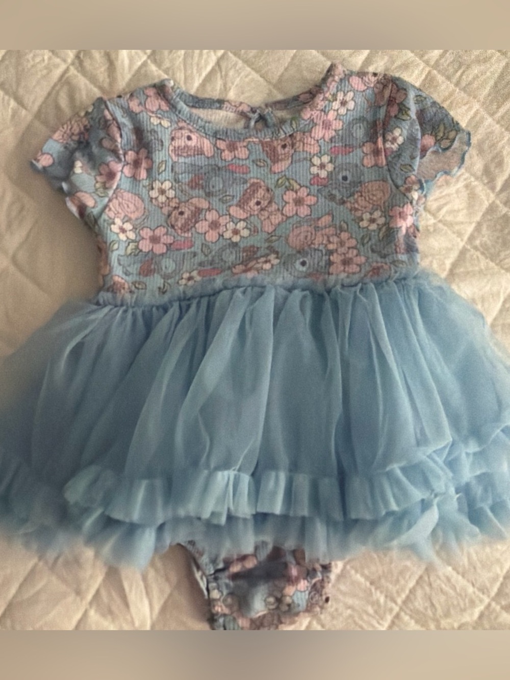 Disney Baby Blue Floral Tulle Baby Dress Bodysuit - Kids Accessories